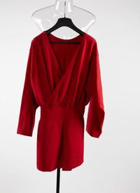 Supreme long-sleeved jumpsuit in wool - Ruby