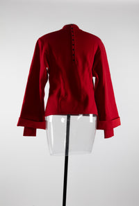 Wool long sleeve flared jumper - Ruby