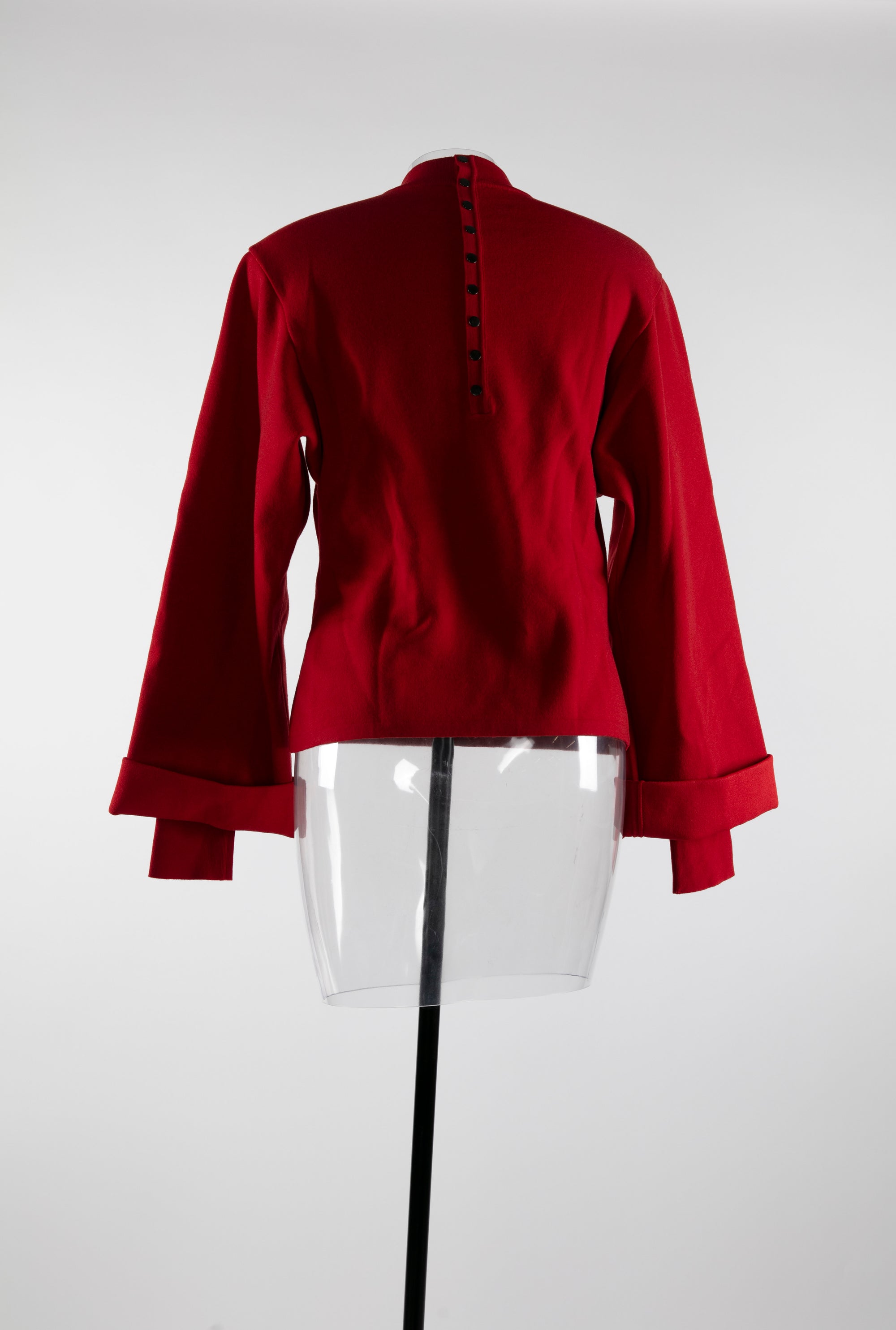 Wool long sleeve flared jumper - Ruby