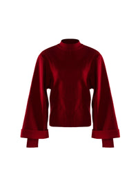 Wool long sleeve flared jumper - Ruby