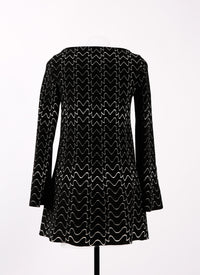 Filigree long sleeve tunic in wool - Black & White