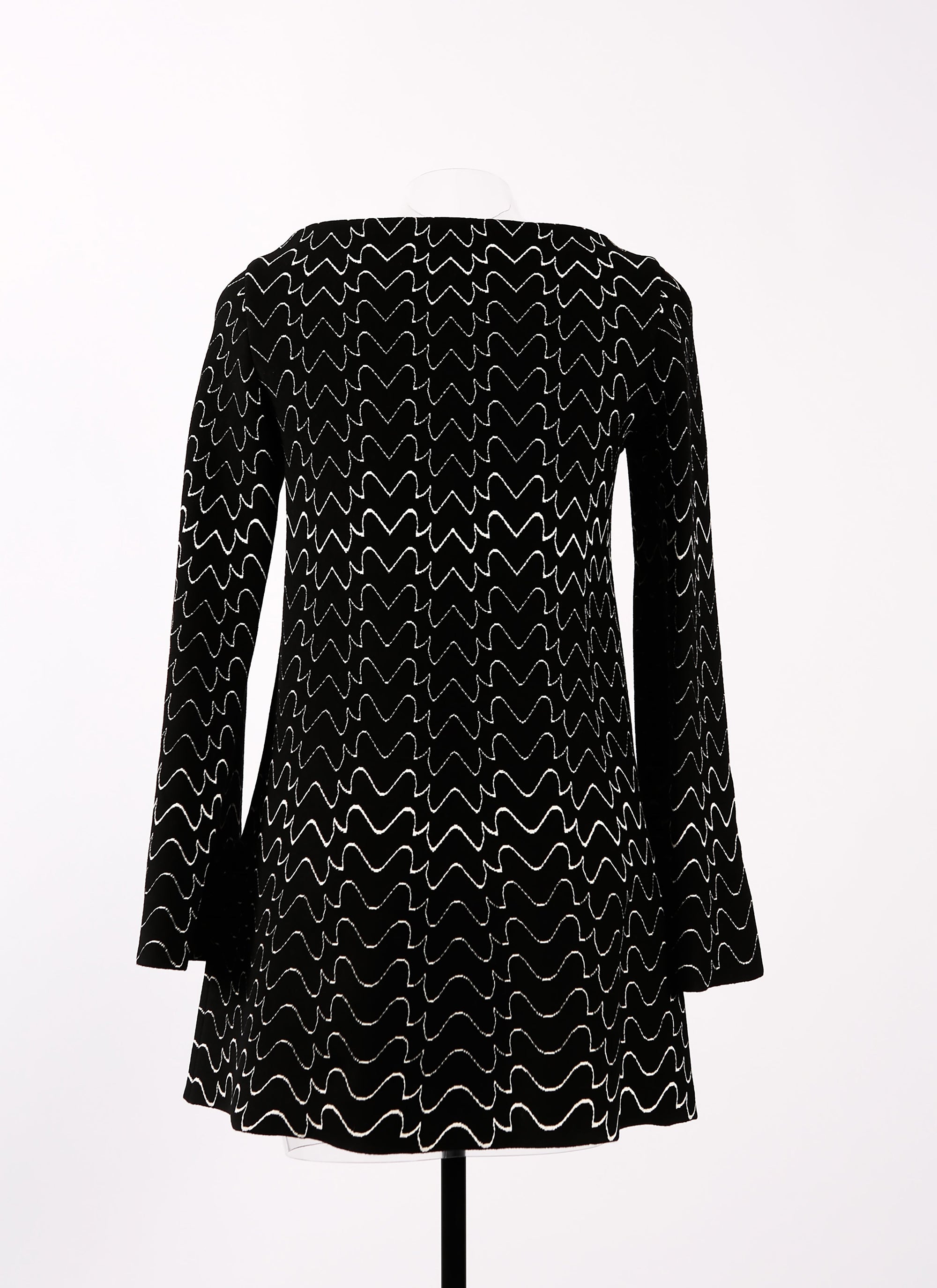 Filigree long sleeve tunic in wool - Black & White