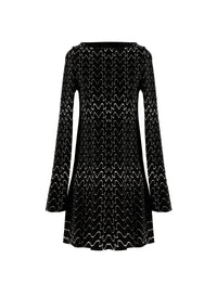 Filigree long sleeve tunic in wool - Black & White