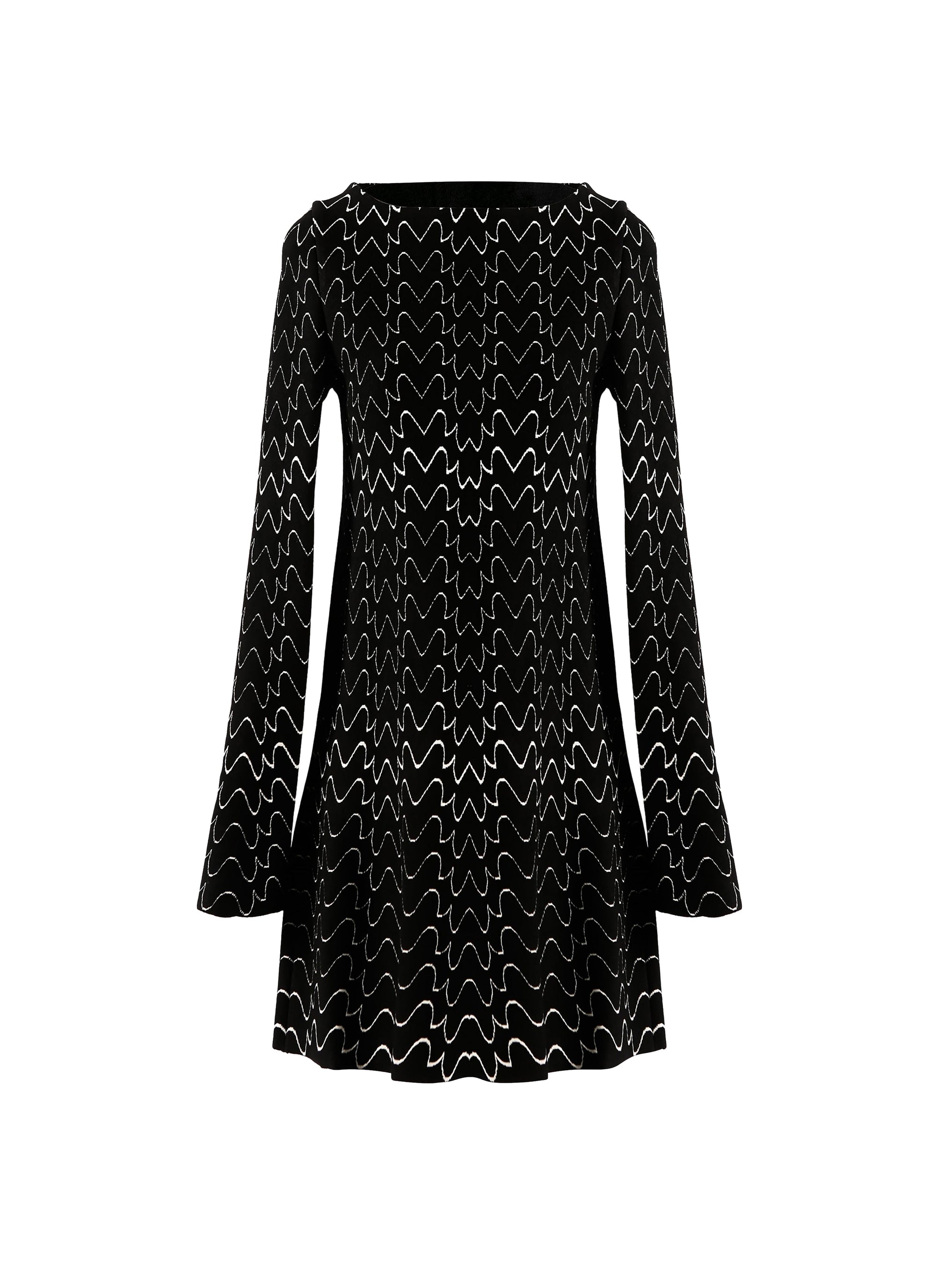 Filigree long sleeve tunic in wool - Black & White