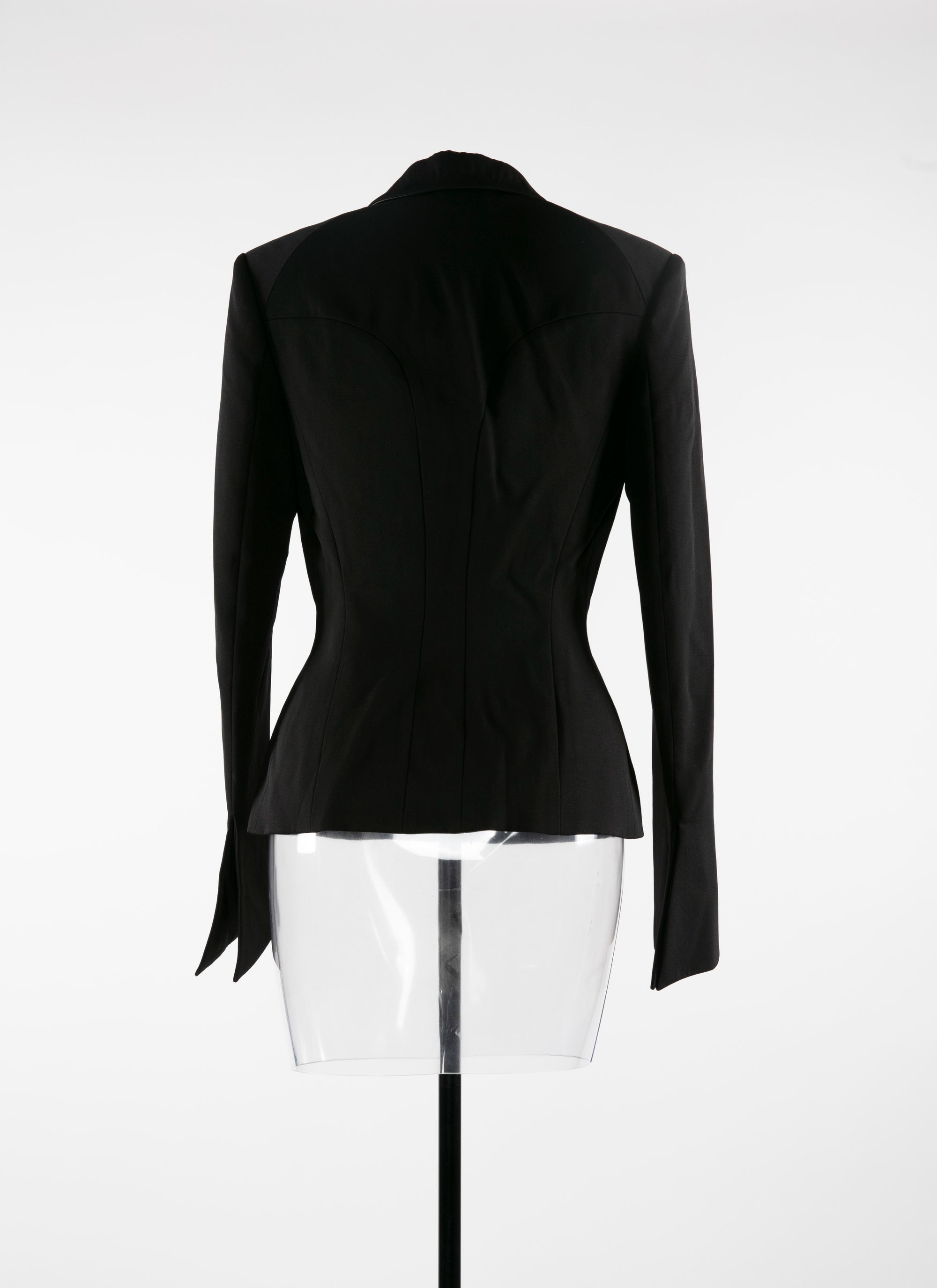 Jacket with central button in wool - Black intense