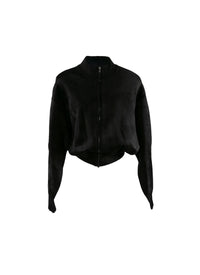Short zip jumper with stand-up collar - Black intense