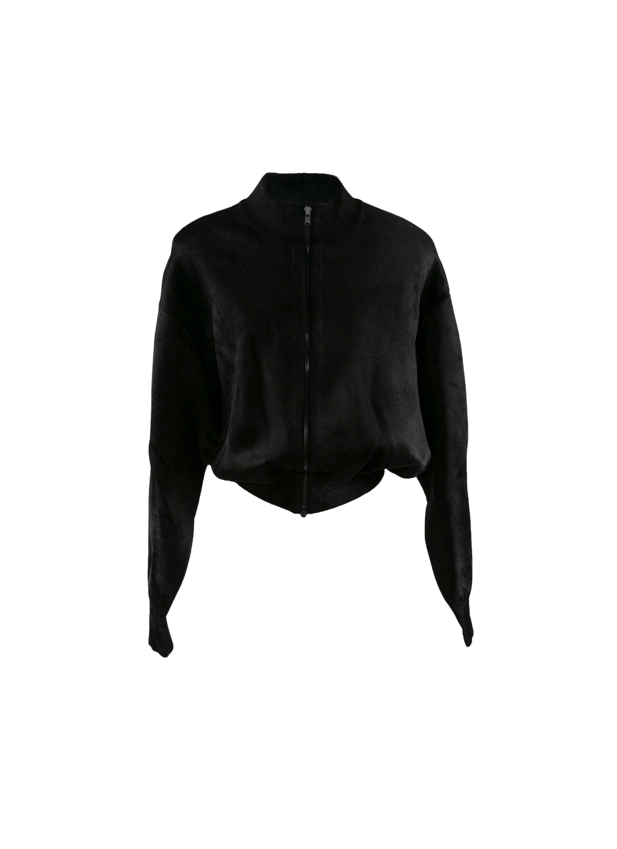 Short zip jumper with stand-up collar - Black intense