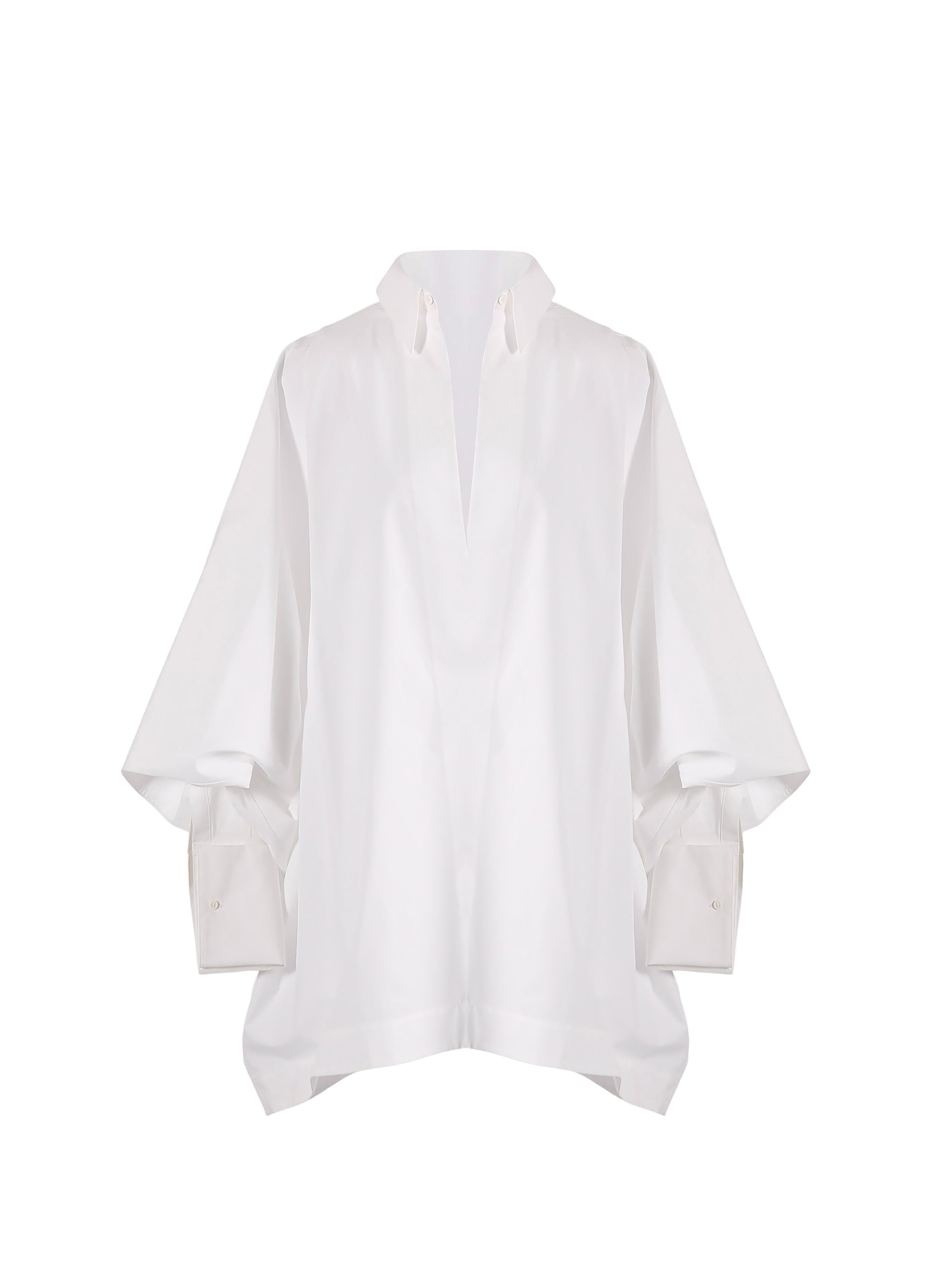 Chemise à manches larges en popeline japonaise - Blanc