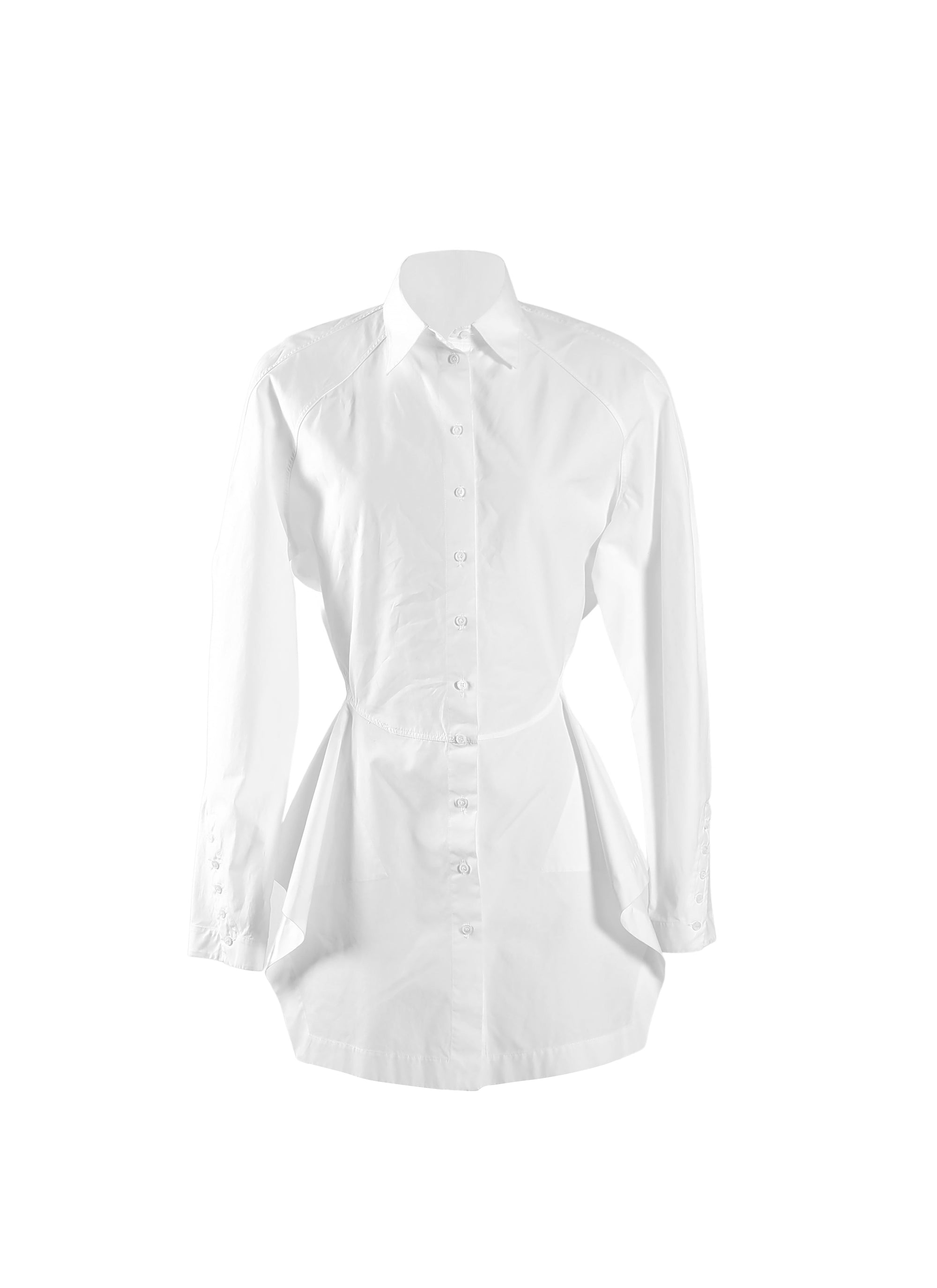 Japanese poplin fitted and pleated shirt - White