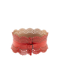 Perforated leather corset belt - Madras