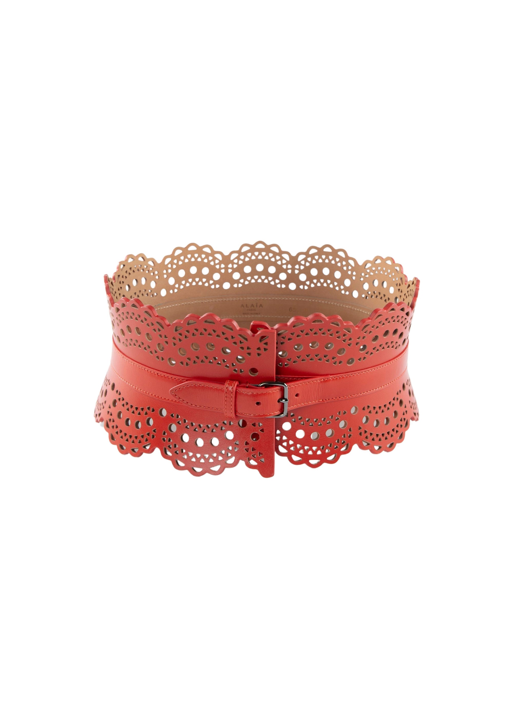 Perforated leather corset belt - Madras