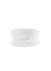 Leather corset belt with silver detailing - Optic White