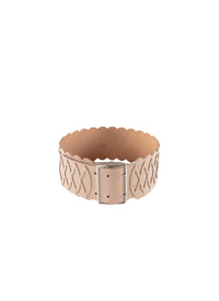 Wide belt with leather cut-outs - Sand