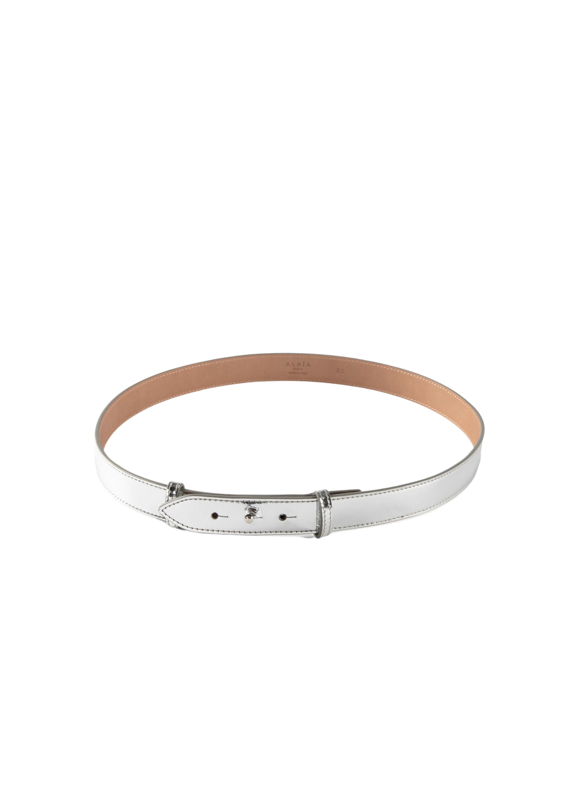 Very thin belt in leather - Silver