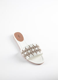 Mules à œillets en cuir - Blanc