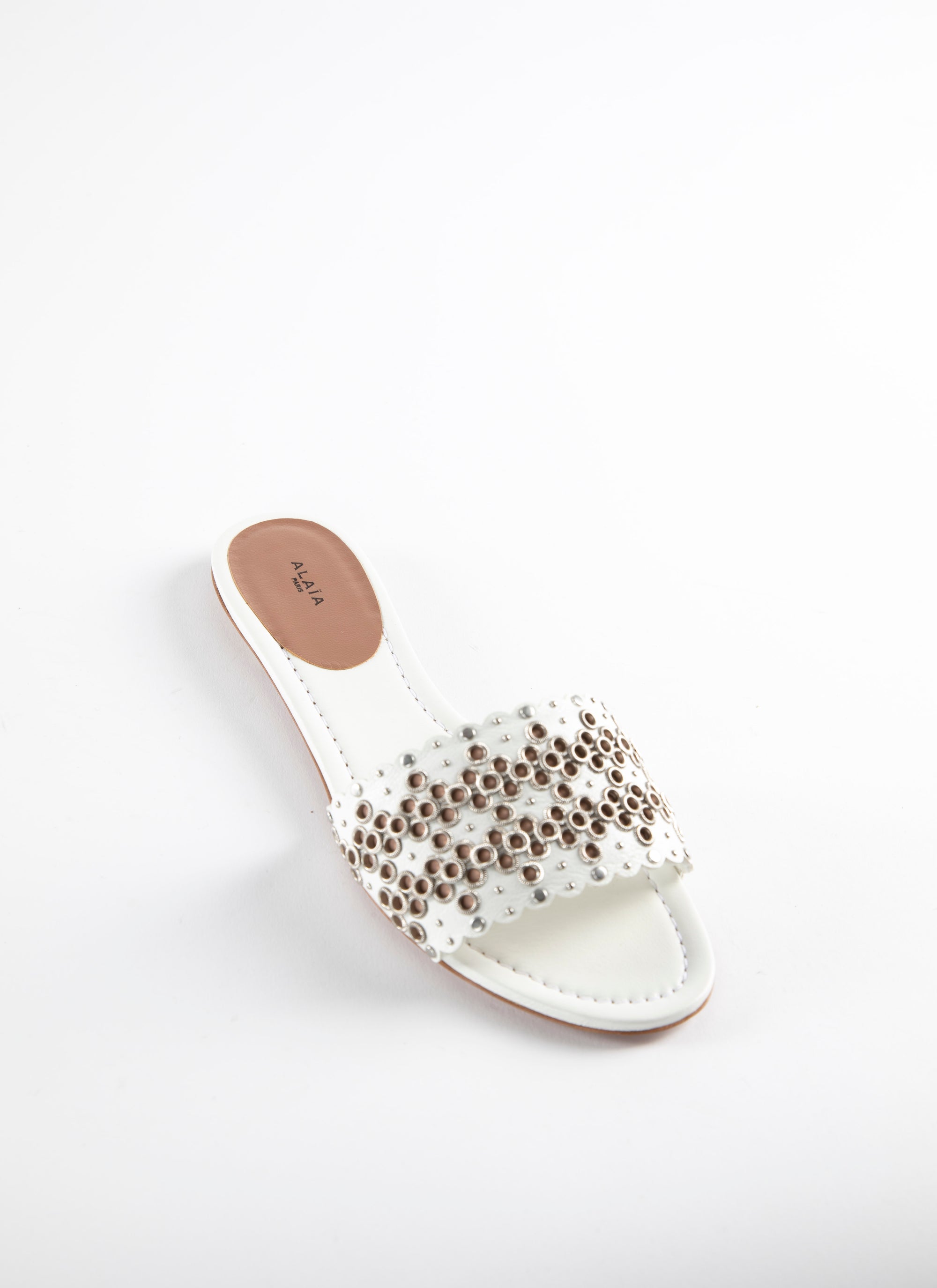 Mules à œillets en cuir - Blanc