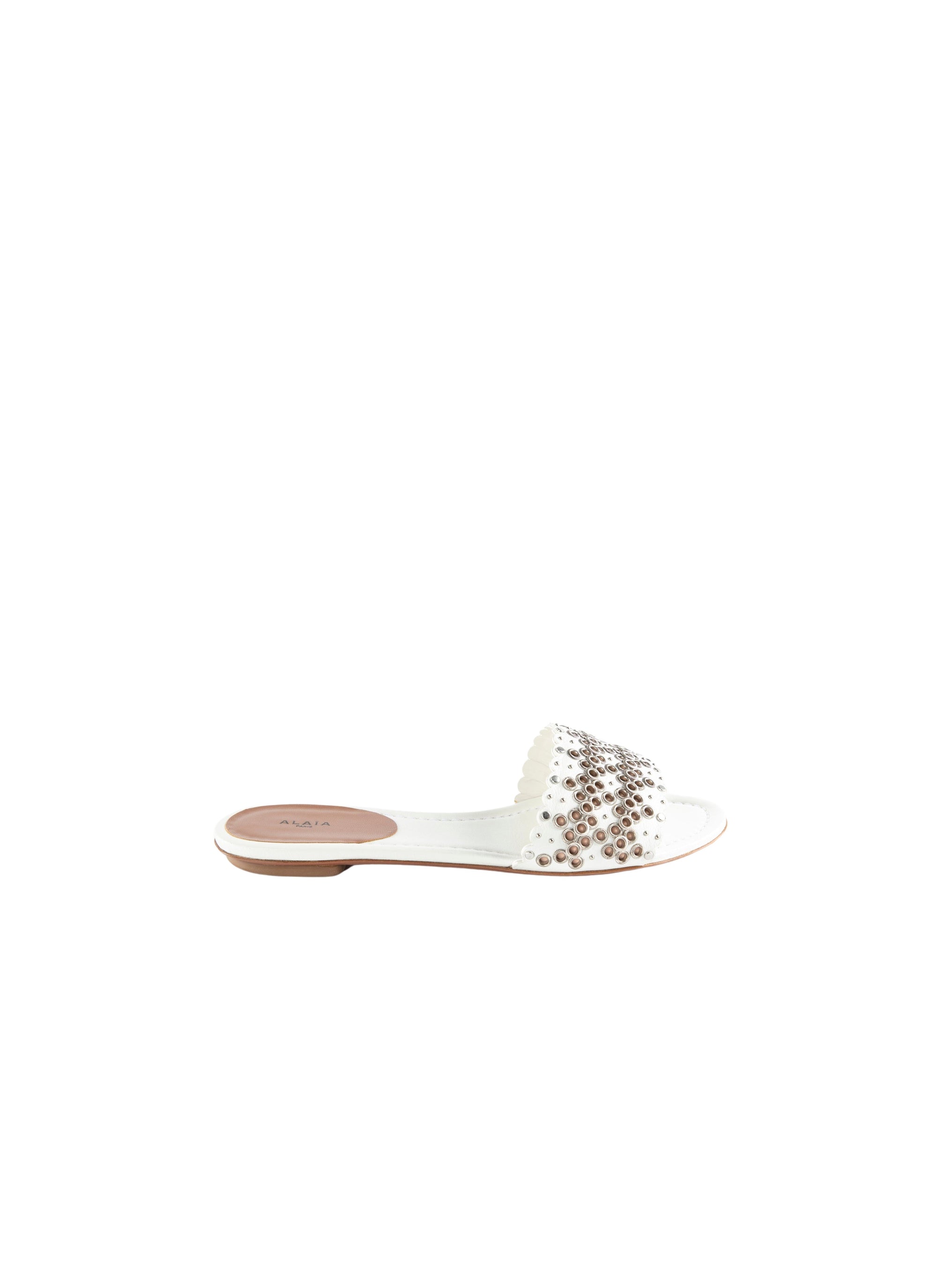 Mules à œillets en cuir - Blanc