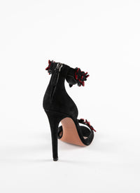 90 flower strap sandals in leather - Black & Red