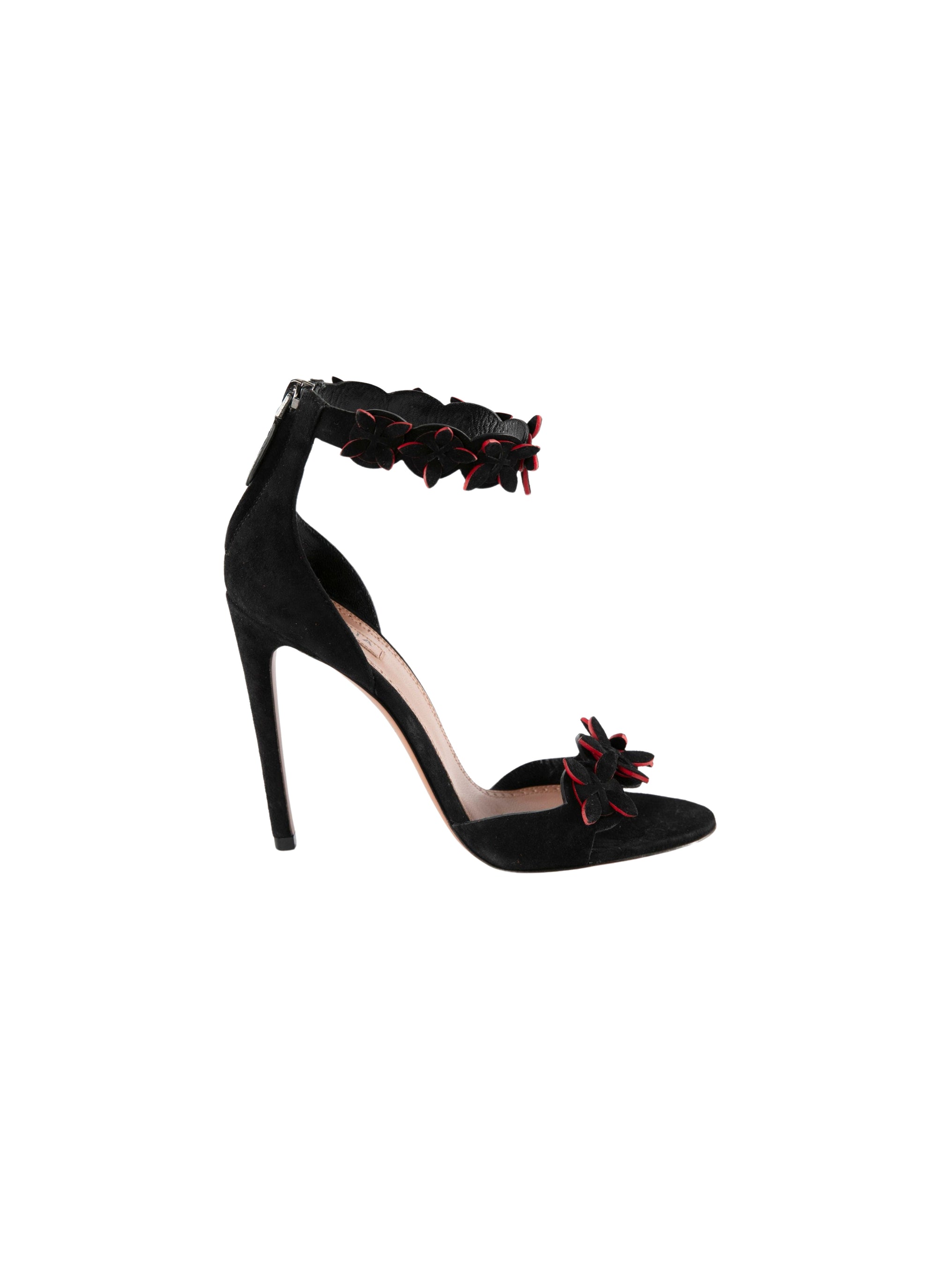 90 flower strap sandals in leather - Black & Red