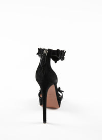 135 leather flower strap sandals - Black & Black