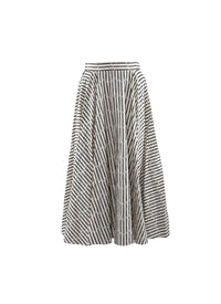 Striped midi skirt with embroidered details - Ivory & Black