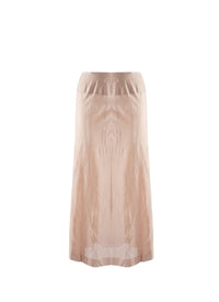 Plain sheer long skirt bottom - Flesh Pink