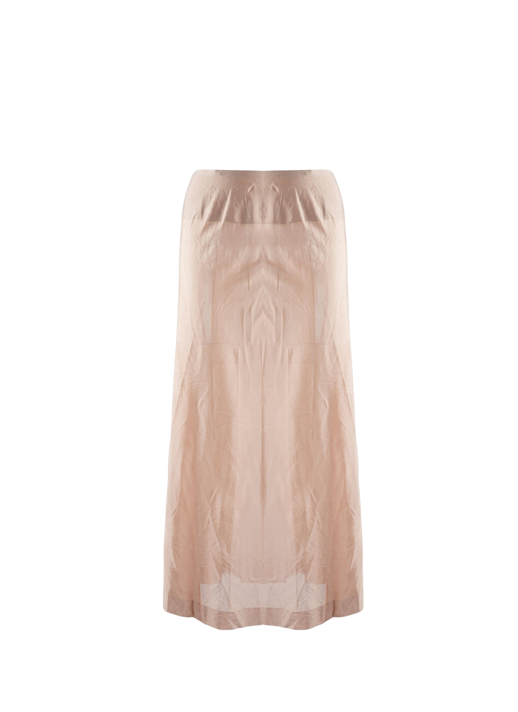 Plain sheer long skirt bottom - Flesh Pink
