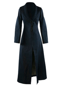 Very long buttoned coat with rounded collar - Gold