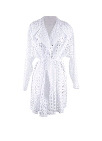 Baroque effect trench coat - White