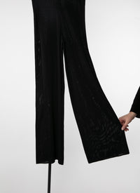 Wide-leg trousers with elastic waistband - Black intense