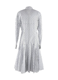 Dress with long sleeves and shirt collar - White & Green