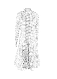 Dress with long sleeves and shirt collar - White & Green