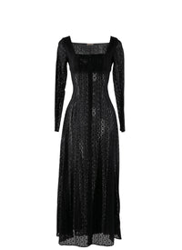 Long-sleeved embroidered dress - Black