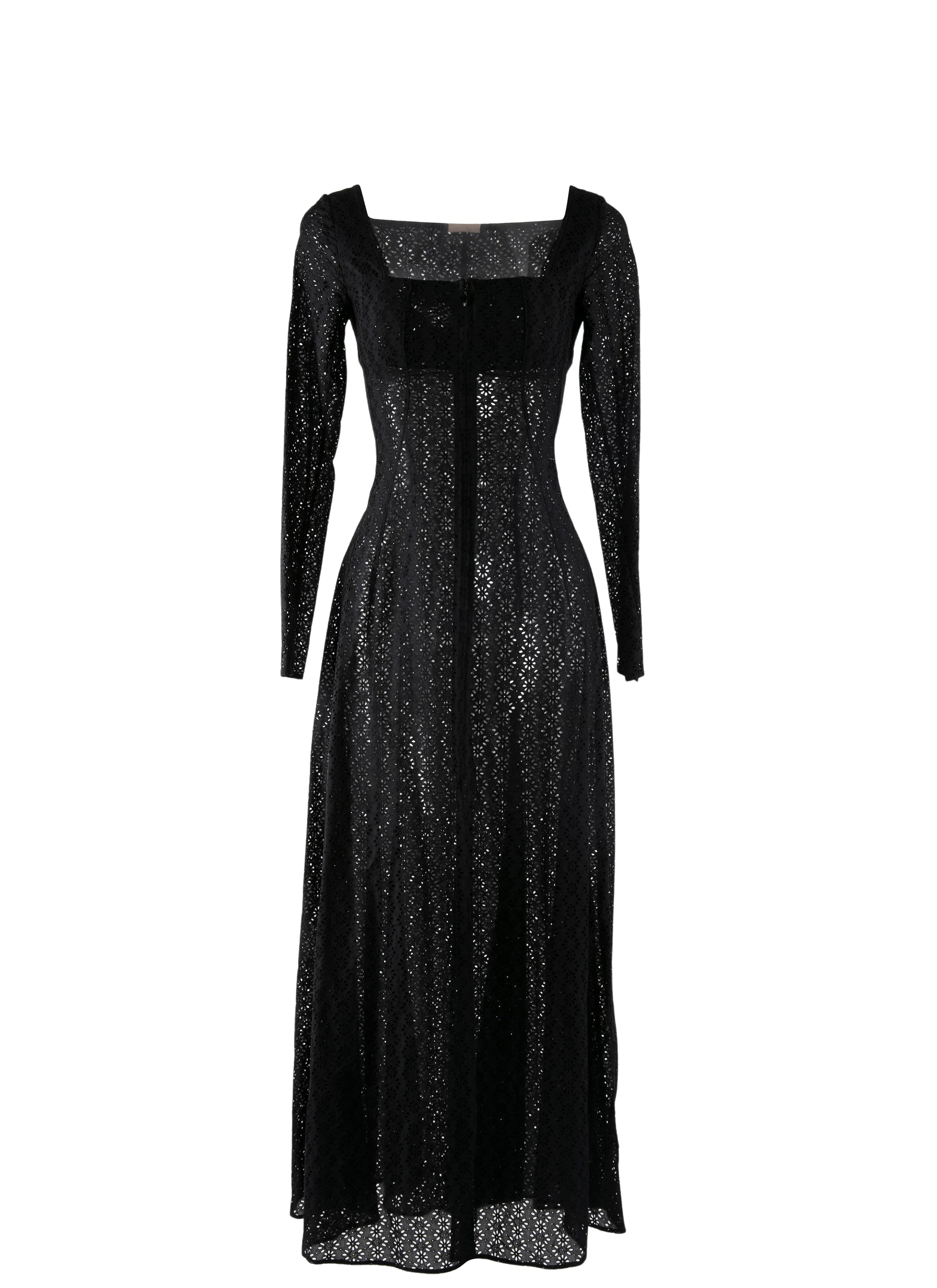 Long-sleeved embroidered dress - Black