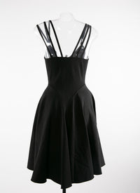 Short dress with triple straps - Black intense