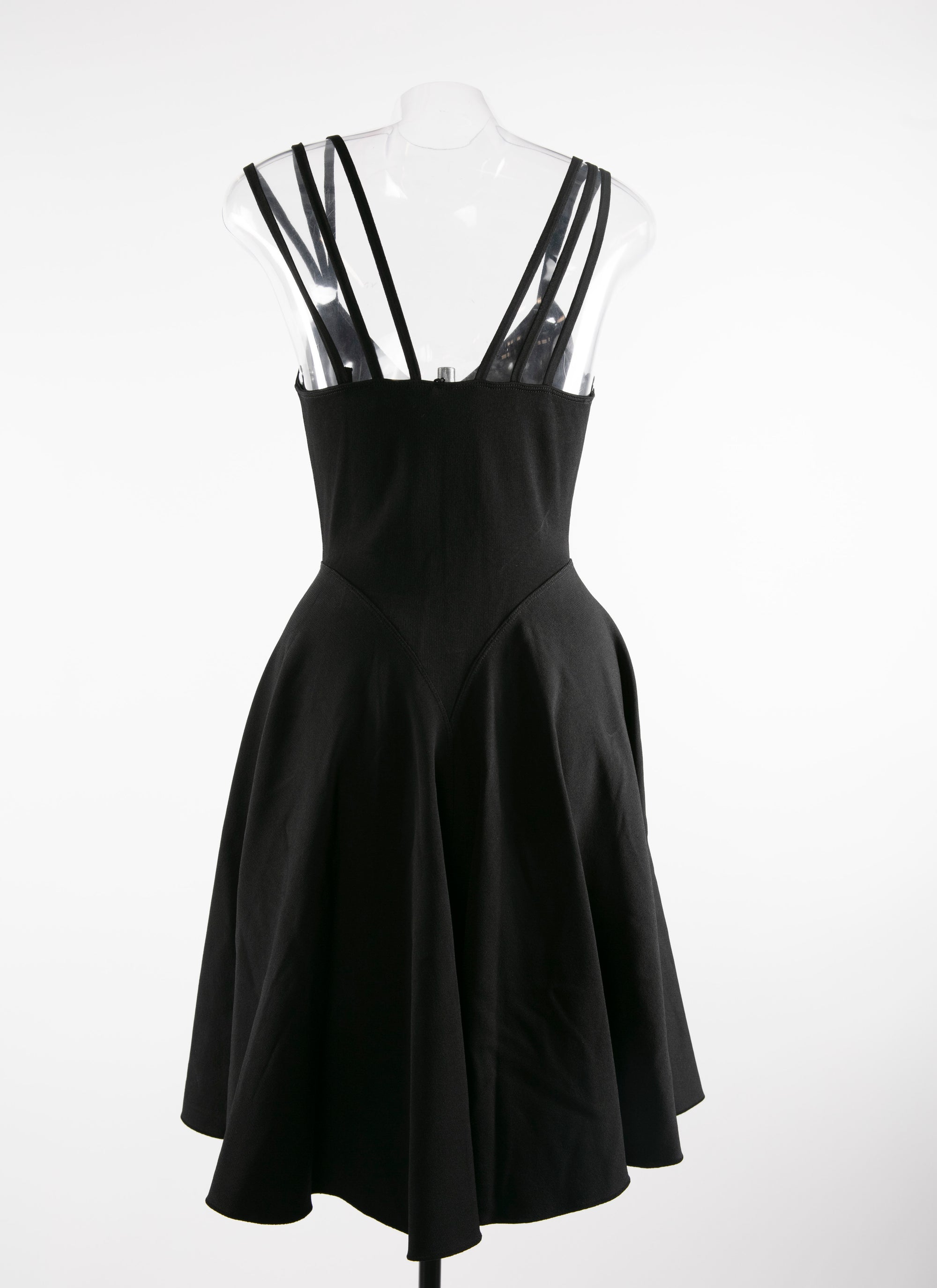 Short dress with triple straps - Black intense