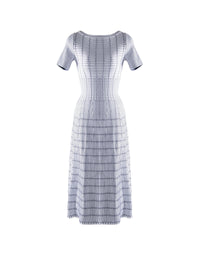 Short-sleeved dress with ribbed detailing - White & Blue
