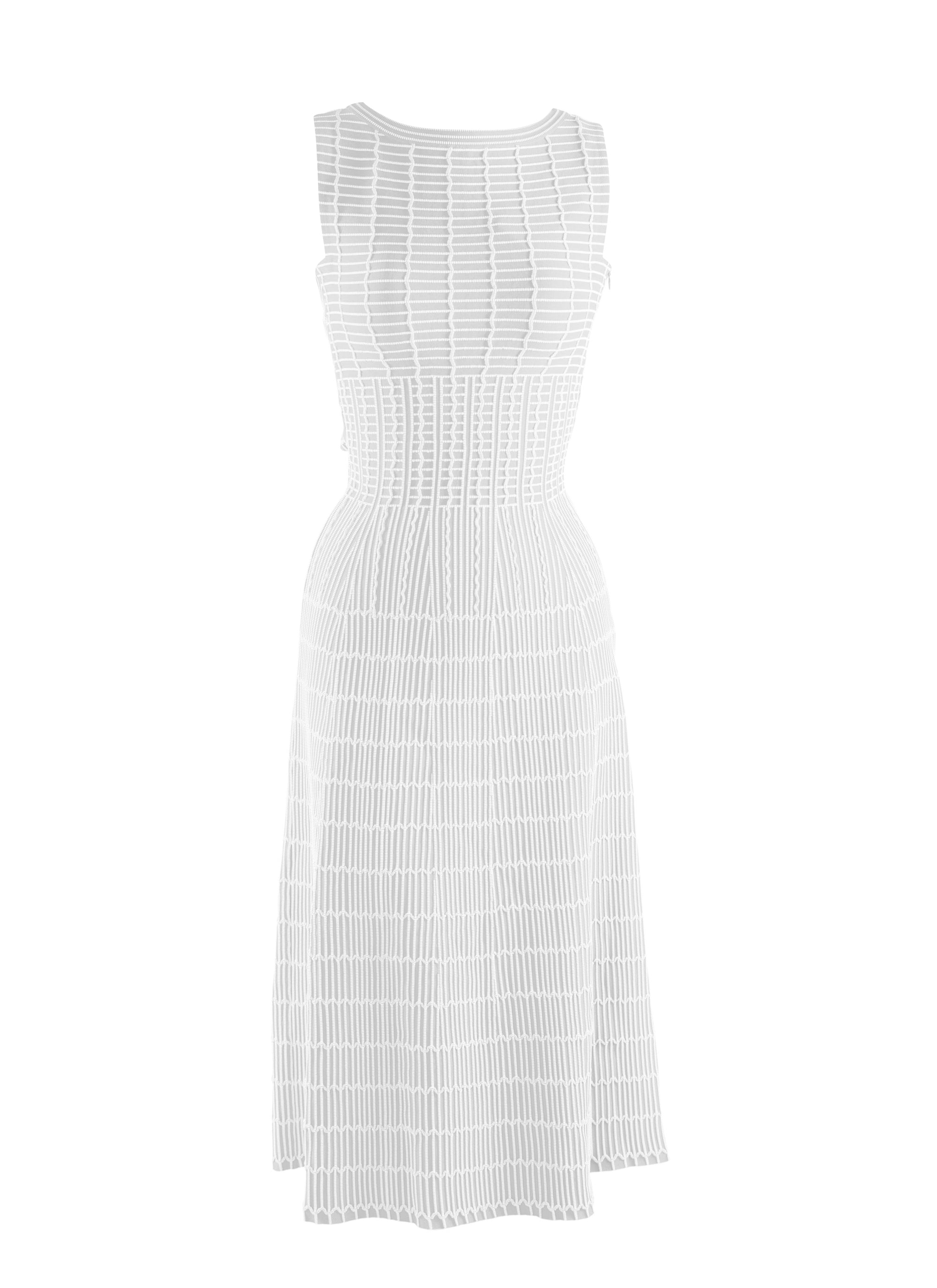Sleeveless dress with piping - White