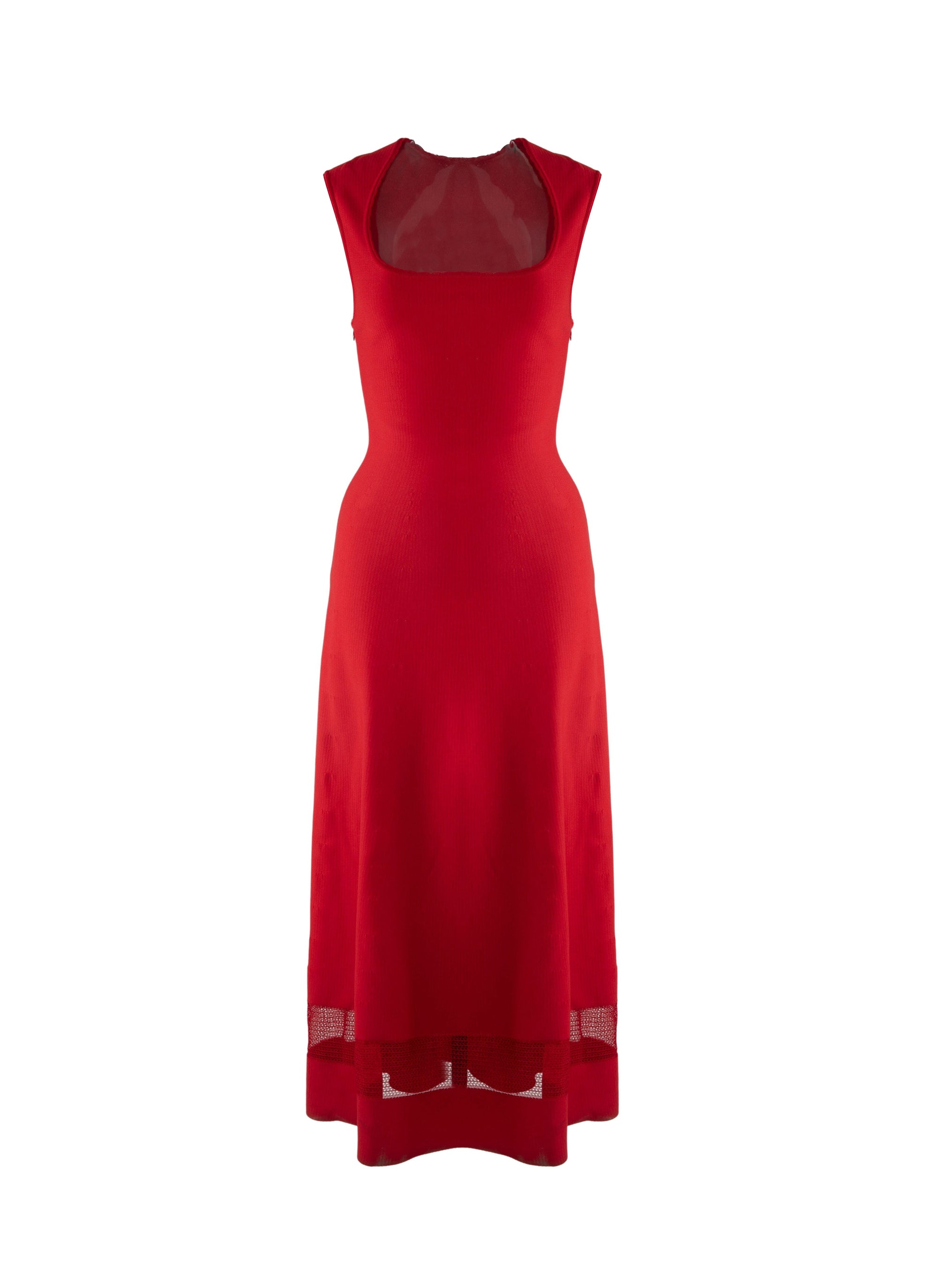 Sleeveless dress with sheer detail - Scarlet