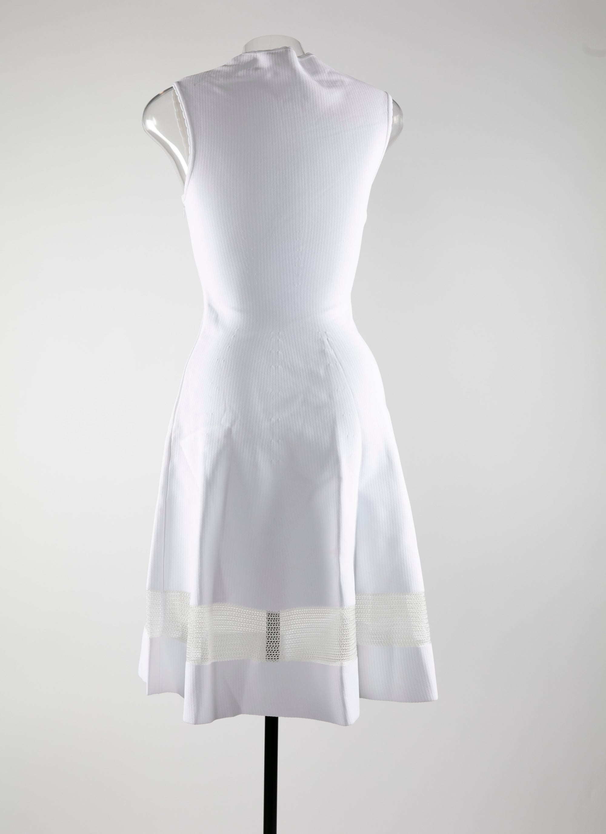 Sleeveless short dress with sheer detail - White