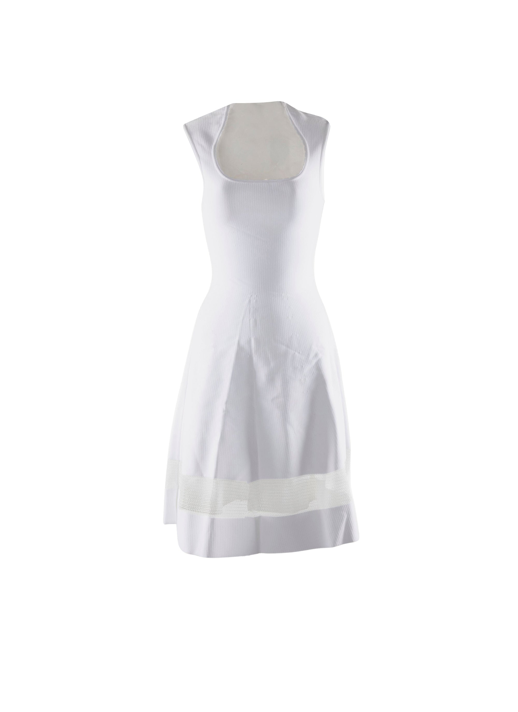Sleeveless short dress with sheer detail - White