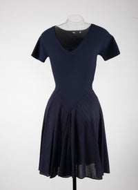 Charmeuse mesh short-sleeved dress - Night
