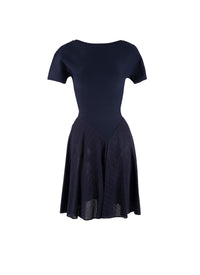 Charmeuse mesh short-sleeved dress - Night