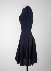 Charmeuse mesh short-sleeved dress - Night
