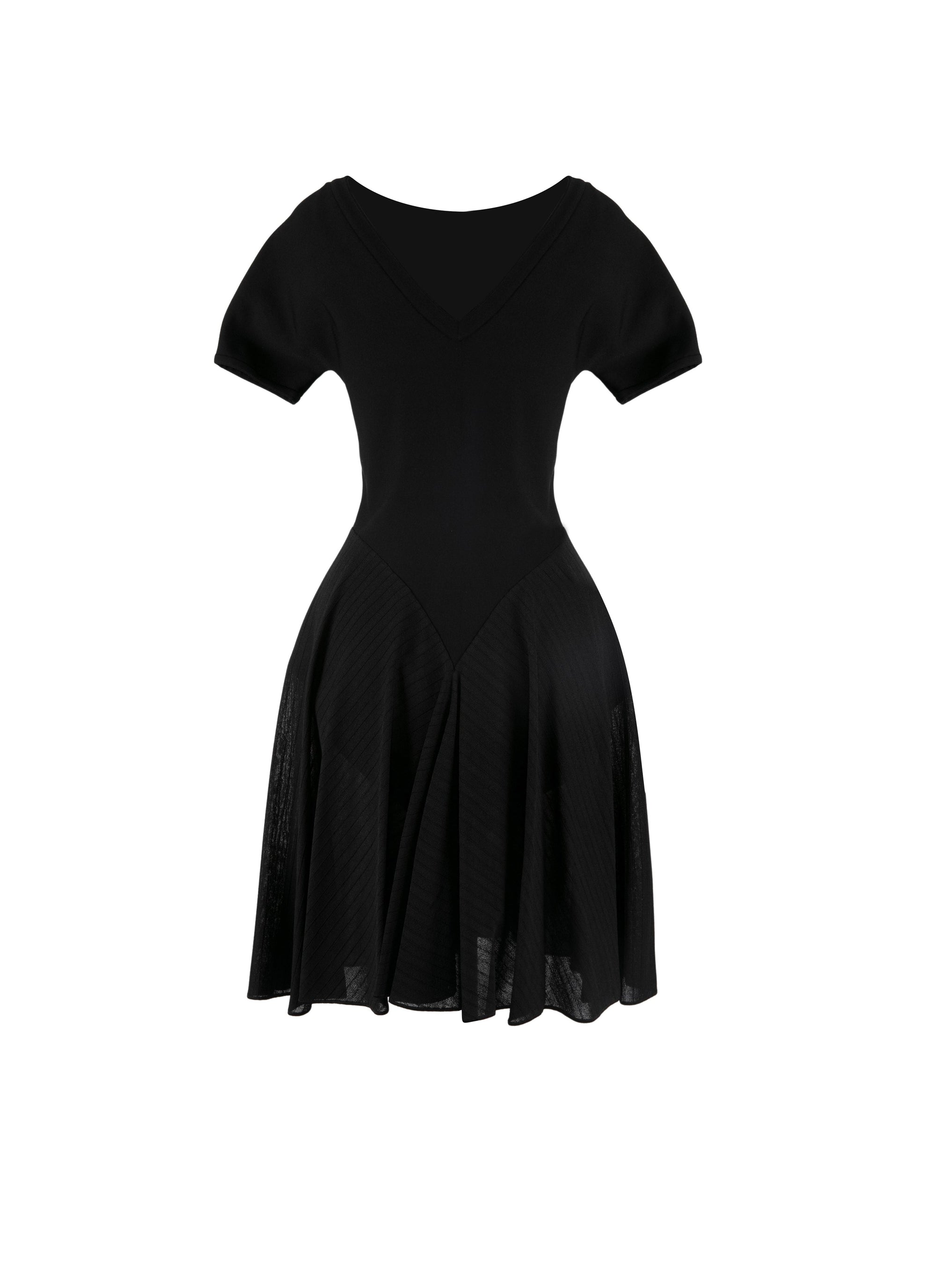 Charmeuse mesh short-sleeved dress - Black intense