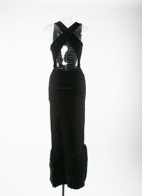 Straight maxi dress with microflounce bottom - Black intense