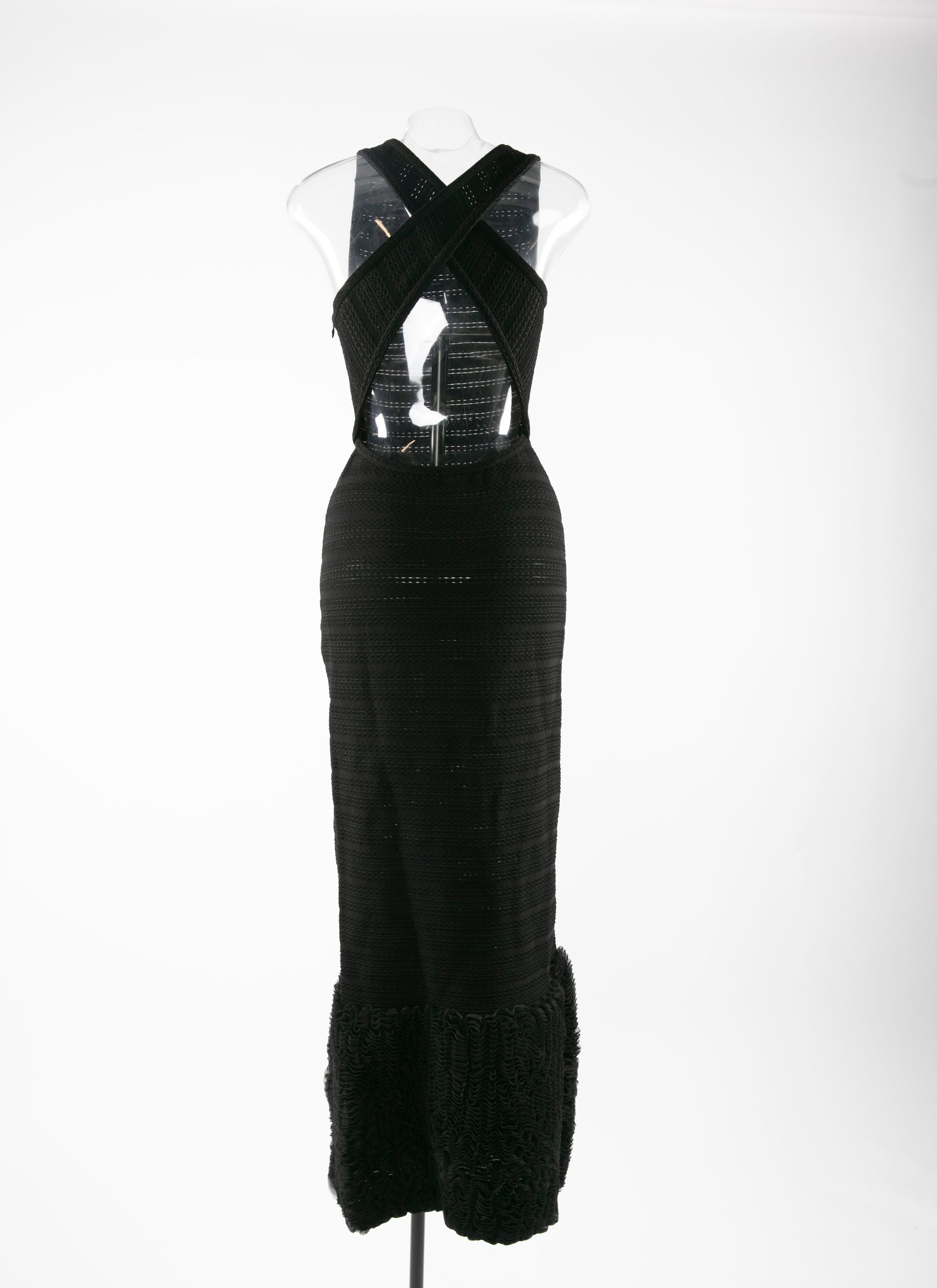 Straight maxi dress with microflounce bottom - Black intense