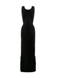 Straight maxi dress with microflounce bottom - Black intense
