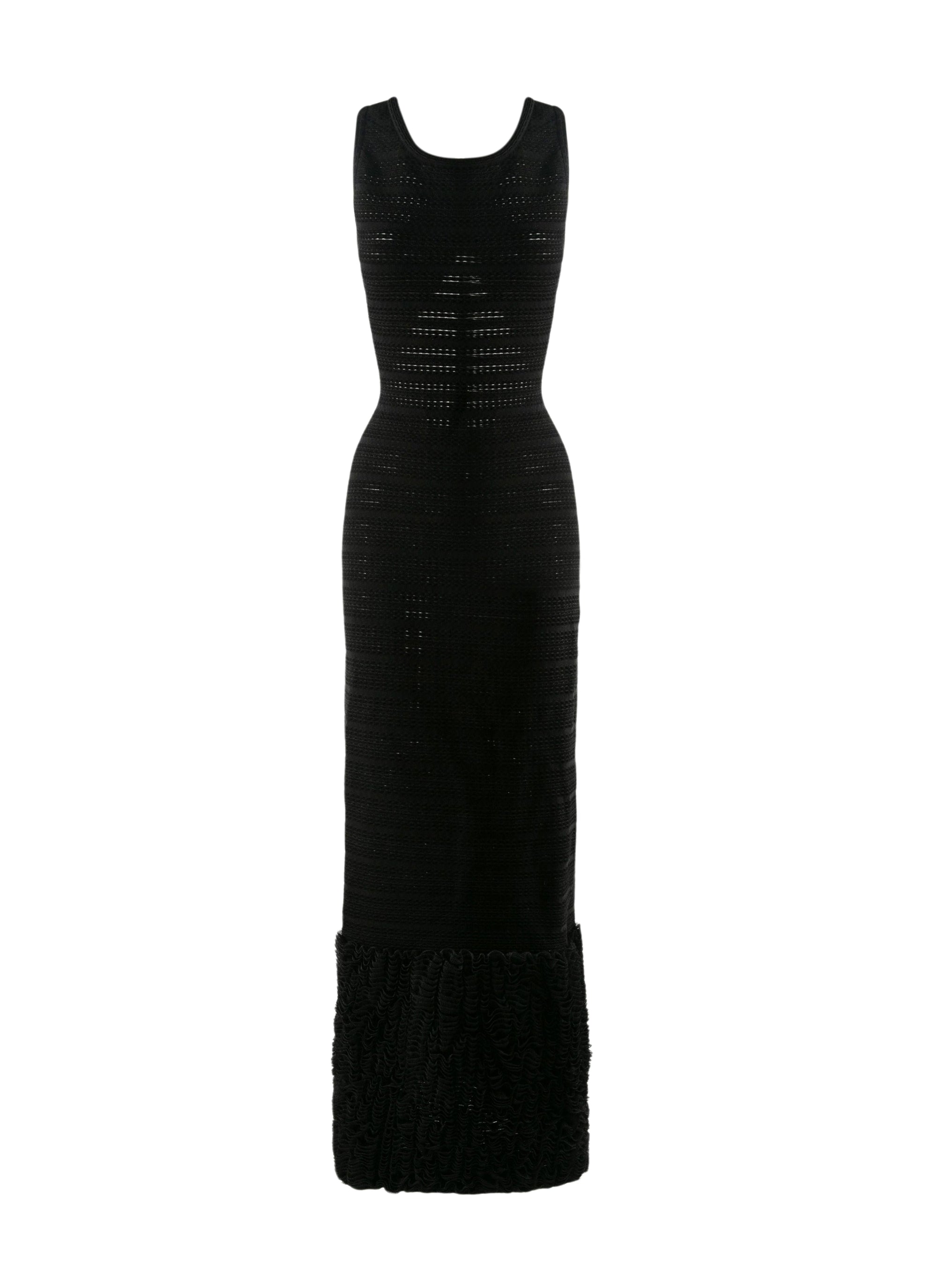 Straight maxi dress with microflounce bottom - Black intense