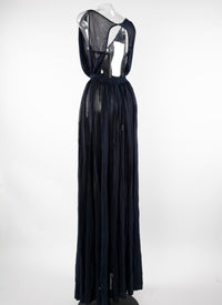 Robe longue fluide coupe drapée à dos ouvert - Nuit